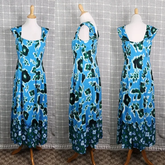 Pearl by Lela Rose Floral Blue and Green Maxi Dress - Picture 2 of 5